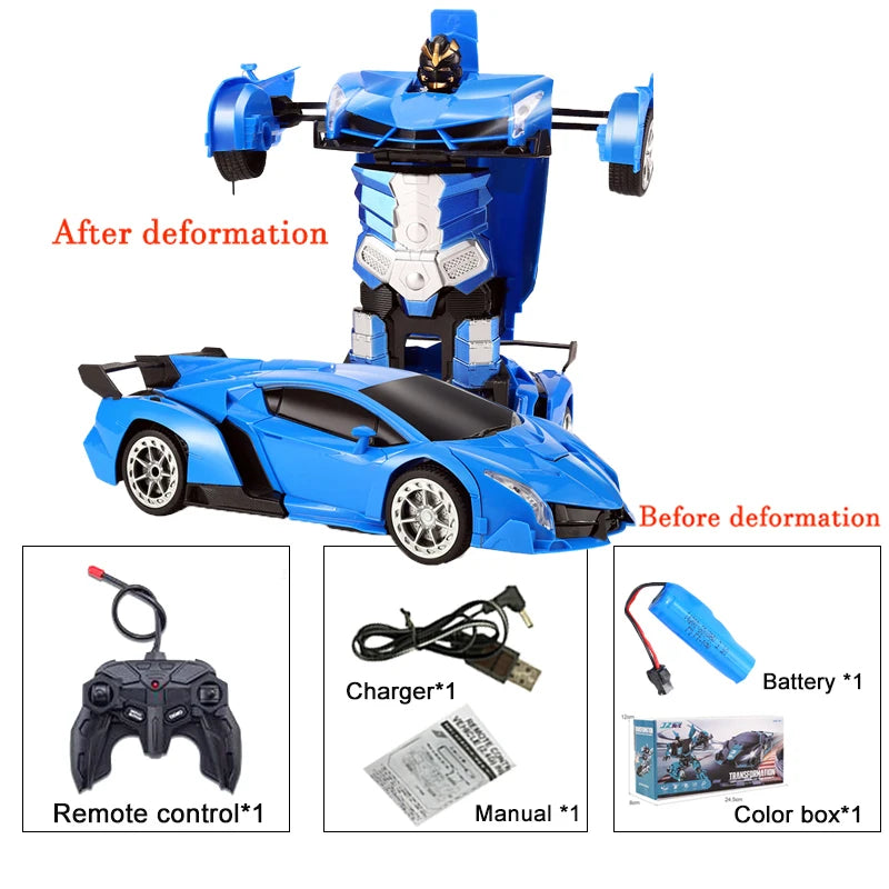 2IN1 Electric RC Car Transformation Robots One-key Deformation Car Outdoor Remote Control Sports Car Model Children Boys Toys