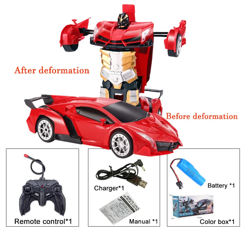 2IN1 Electric RC Car Transformation Robots One-key Deformation Car Outdoor Remote Control Sports Car Model Children Boys Toys