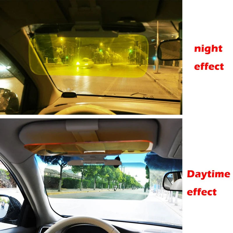 Parasol para coche YASOKRO, antideslumbrante, para día y noche, 2 en 1, antideslumbrante, para conducción, plegable, con espejo y ranura para tarjeta, visera transparente