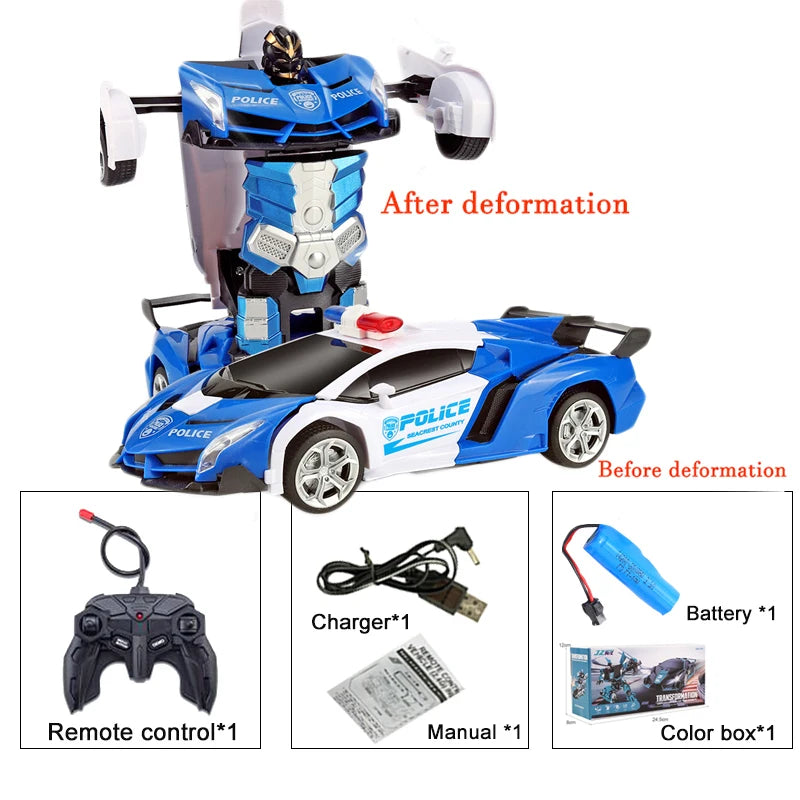 2IN1 Electric RC Car Transformation Robots One-key Deformation Car Outdoor Remote Control Sports Car Model Children Boys Toys
