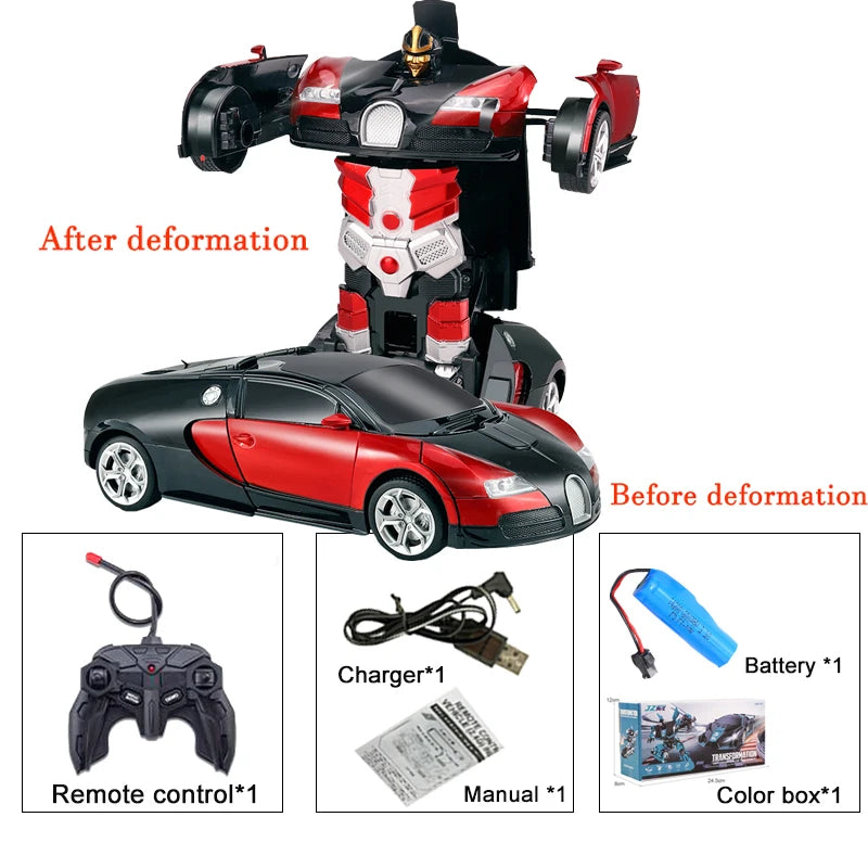 2IN1 Electric RC Car Transformation Robots One-key Deformation Car Outdoor Remote Control Sports Car Model Children Boys Toys