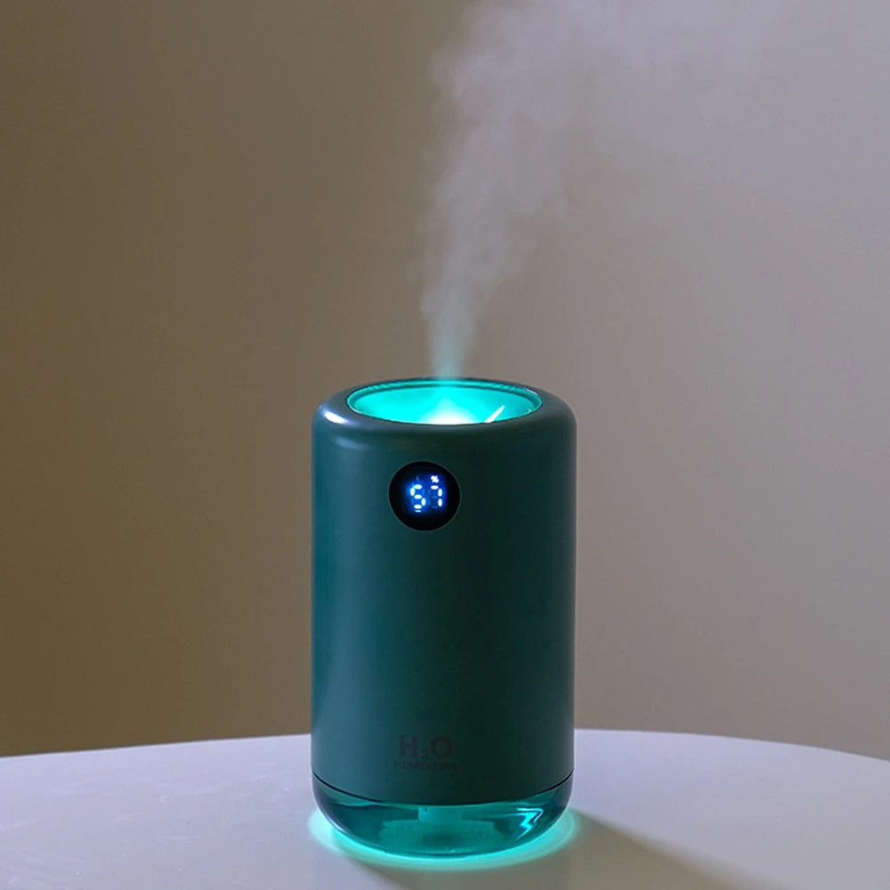 Humidificador de aire ultrasónico inalámbrico, 500 ml, 2000 mAh, portátil, difusor de niebla aromática, batería de larga duración, humidificador de aromaterapia