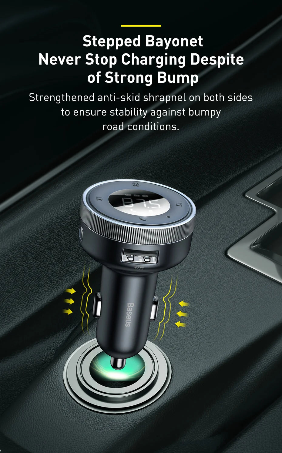 Transmisor FM Baseus para coche, adaptador de música con Bluetooth 5.0, cargador USB dual de 3,4 A, reproductor de MP3, radio, modulador FM