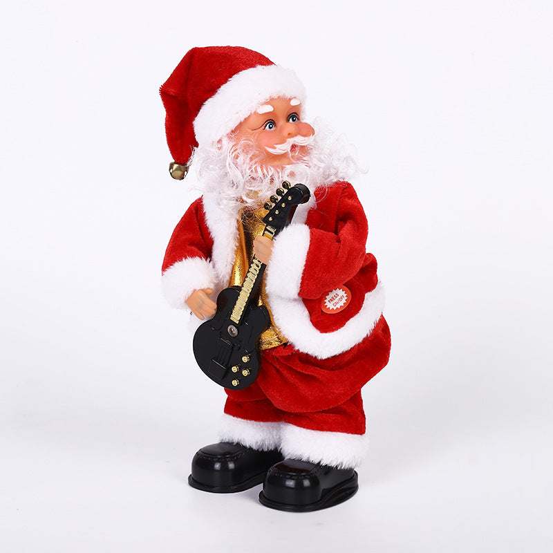 Maravilloso Papá Noel eléctrico tocando la guitarra y moviendo las caderas, juguete de dibujos animados navideño para niños, regalo explosivo