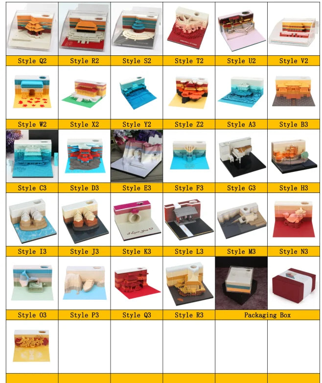 Omoshiroi Block 3D Memo Pad Calendar 2025 Cute Penguin 3D Paper Carved Sticky Notes Miniature Items Office Accessories Love Gift