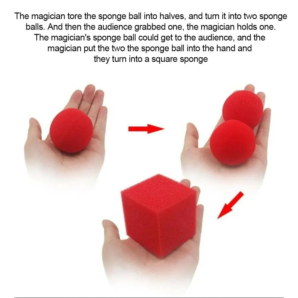 Juego de trucos de magia con bolas rojas y esponjas cuadradas, divertidos artilugios para escenarios callejeros, trucos de magia de cerca, mago E3157