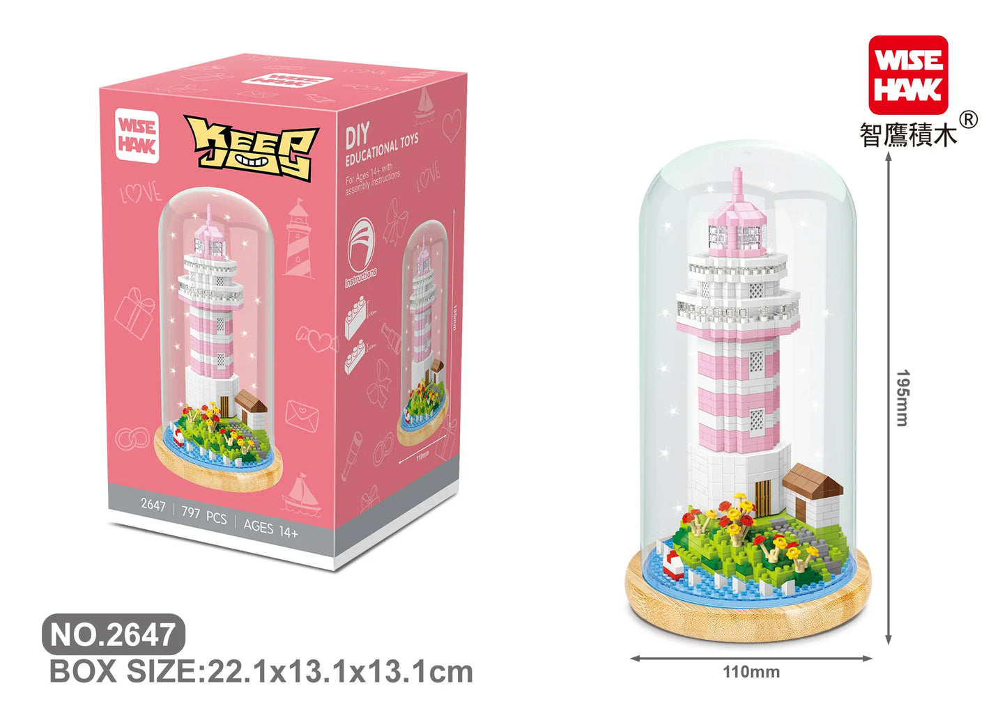 WiseHawk Micro Building Blocks One Piece Wedding Dress Light Tree House Kids Mini Brick Toys con caja de presentación y luz LED