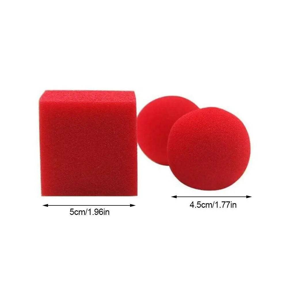 Juego de trucos de magia con bolas rojas y esponjas cuadradas, divertidos artilugios para escenarios callejeros, trucos de magia de cerca, mago E3157