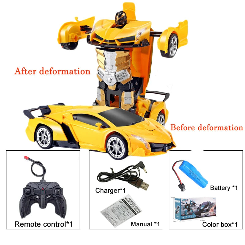 2IN1 Electric RC Car Transformation Robots One-key Deformation Car Outdoor Remote Control Sports Car Model Children Boys Toys