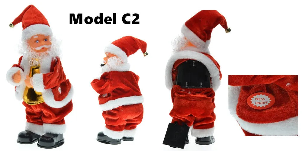 30cm New Year Christmas Ornaments Electric Santa Claus Doll Musical Dancing Gifts For Child Home Decorations Crafts