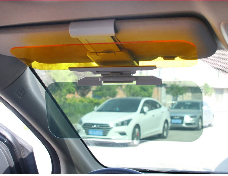 Parasol para coche YASOKRO, antideslumbrante, para día y noche, 2 en 1, antideslumbrante, para conducción, plegable, con espejo y ranura para tarjeta, visera transparente
