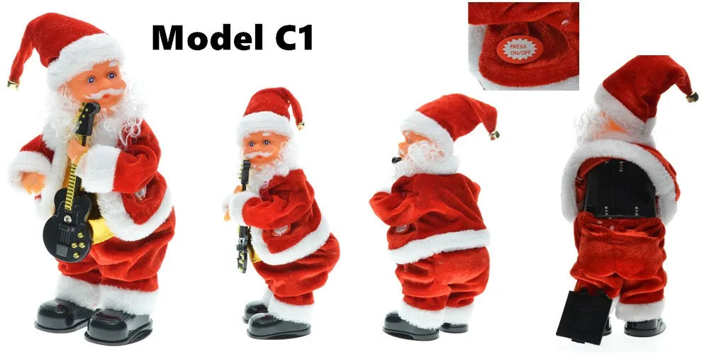 30cm New Year Christmas Ornaments Electric Santa Claus Doll Musical Dancing Gifts For Child Home Decorations Crafts