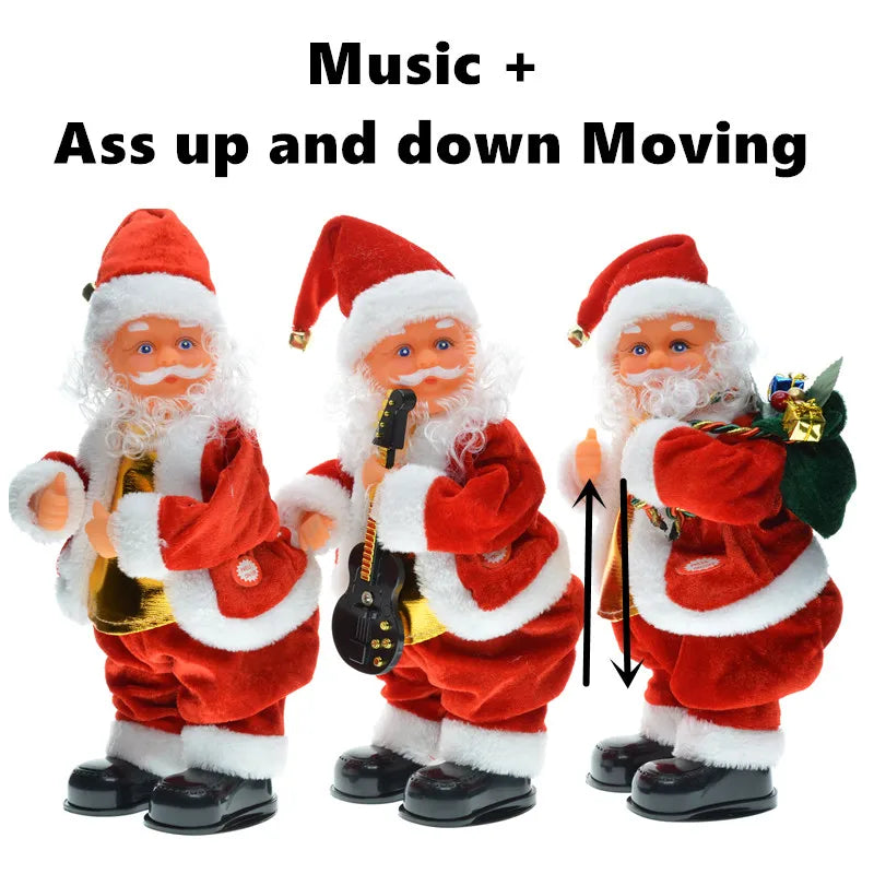 30cm New Year Christmas Ornaments Electric Santa Claus Doll Musical Dancing Gifts For Child Home Decorations Crafts