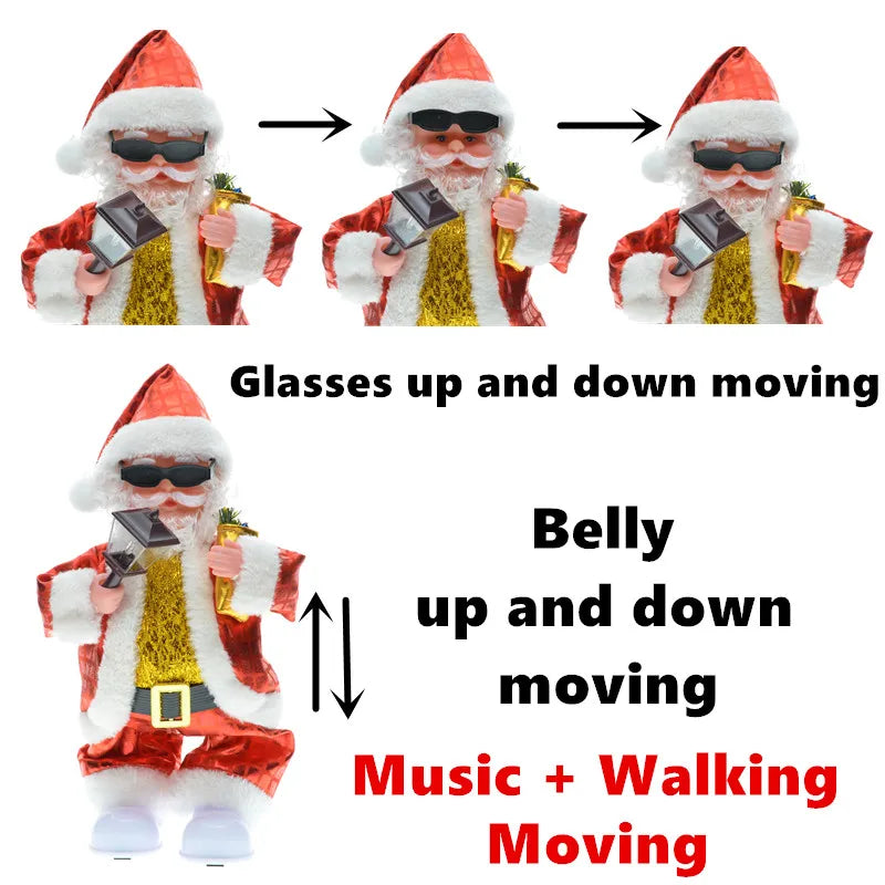 30cm New Year Christmas Ornaments Electric Santa Claus Doll Musical Dancing Gifts For Child Home Decorations Crafts