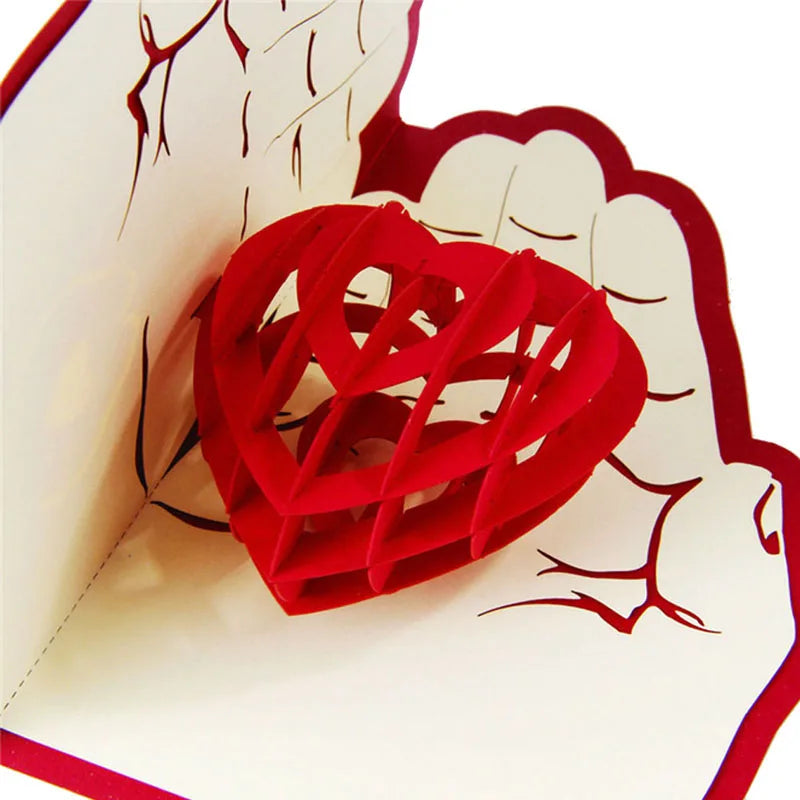 38 Styles 3D Pop Up Greeting Card Love In Hands Birthday Wedding Halloween Christmas Valentines' Day New Year Xmas Kids Gift
