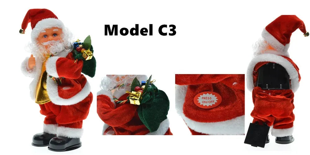 30cm New Year Christmas Ornaments Electric Santa Claus Doll Musical Dancing Gifts For Child Home Decorations Crafts