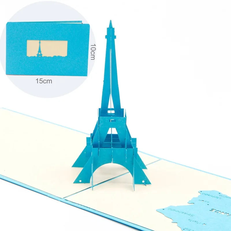 3D Pop UP Invitations Card 3D Paper World Attractions Birthday Greeting Cards 3D Tourist Postcard Save The Date Boy Gift Card