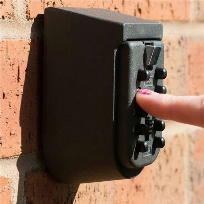 NEW Wall Mounted Outdoor Key Storage Lock Box 10 Digit Push-Button Combination Password Key Safe Box Resettable Code Key Holder