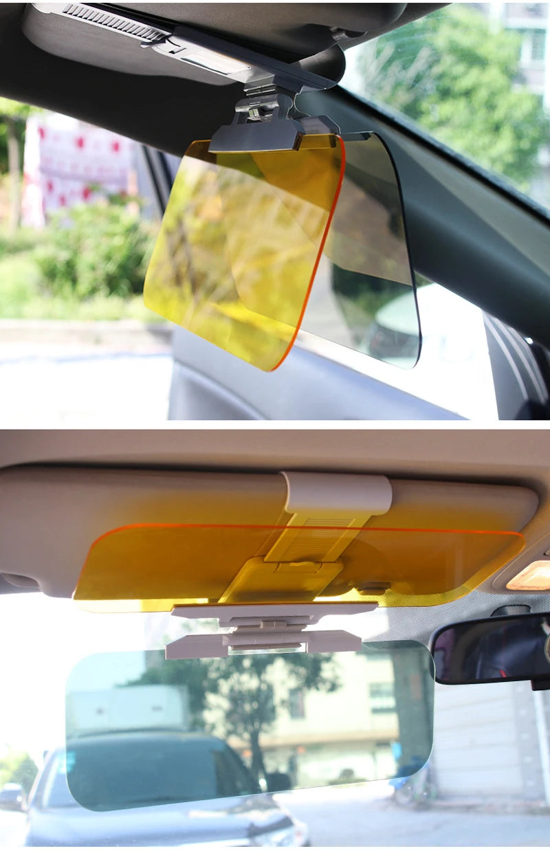 Parasol para coche YASOKRO, antideslumbrante, para día y noche, 2 en 1, antideslumbrante, para conducción, plegable, con espejo y ranura para tarjeta, visera transparente