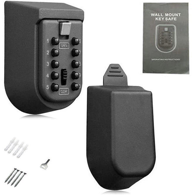 NEW Wall Mounted Outdoor Key Storage Lock Box 10 Digit Push-Button Combination Password Key Safe Box Resettable Code Key Holder