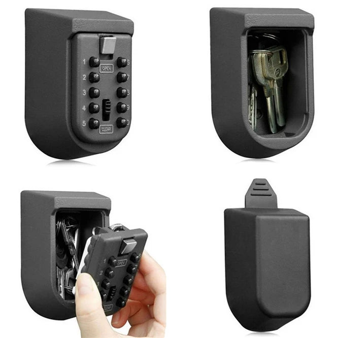 NEW Wall Mounted Outdoor Key Storage Lock Box 10 Digit Push-Button Combination Password Key Safe Box Resettable Code Key Holder