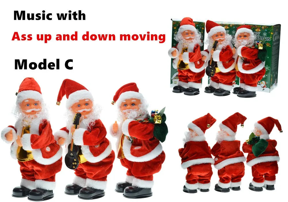 30cm New Year Christmas Ornaments Electric Santa Claus Doll Musical Dancing Gifts For Child Home Decorations Crafts