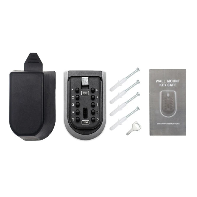 NEW Wall Mounted Outdoor Key Storage Lock Box 10 Digit Push-Button Combination Password Key Safe Box Resettable Code Key Holder