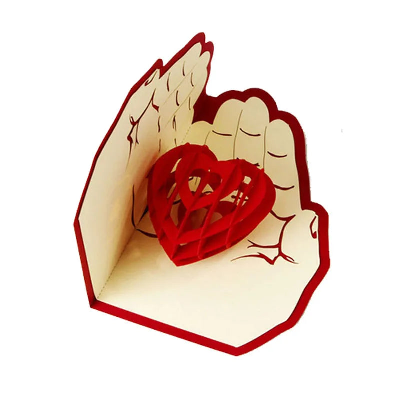 38 Styles 3D Pop Up Greeting Card Love In Hands Birthday Wedding Halloween Christmas Valentines' Day New Year Xmas Kids Gift