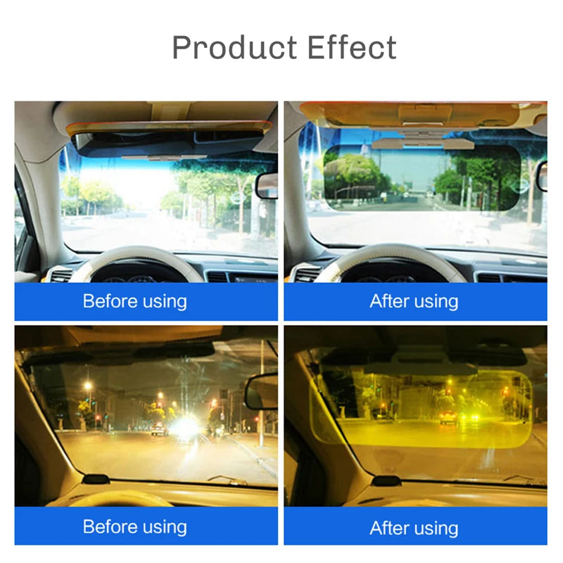 Parasol para coche YASOKRO, antideslumbrante, para día y noche, 2 en 1, antideslumbrante, para conducción, plegable, con espejo y ranura para tarjeta, visera transparente