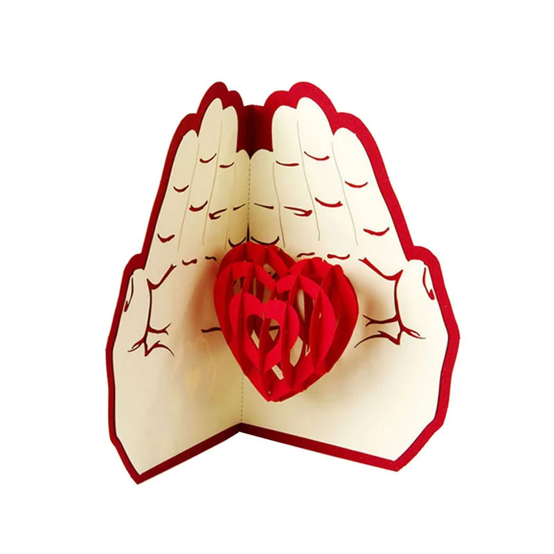 38 Styles 3D Pop Up Greeting Card Love In Hands Birthday Wedding Halloween Christmas Valentines' Day New Year Xmas Kids Gift