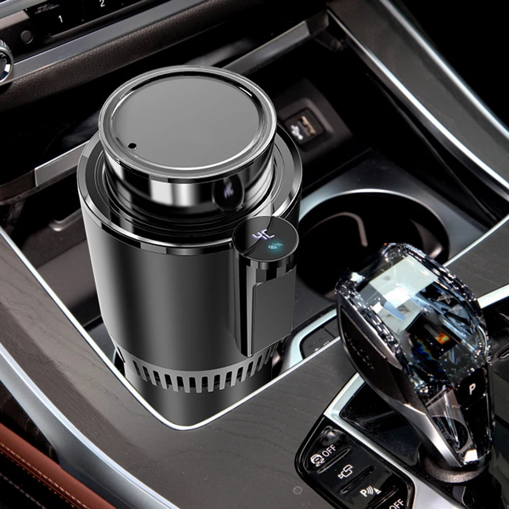 Calentador de tazas para oficina y automóvil de 12 V, enfriador con pantalla de temperatura, soporte para taza de bebida inteligente 2 en 1, enfriador de bebidas, calentador de biberones