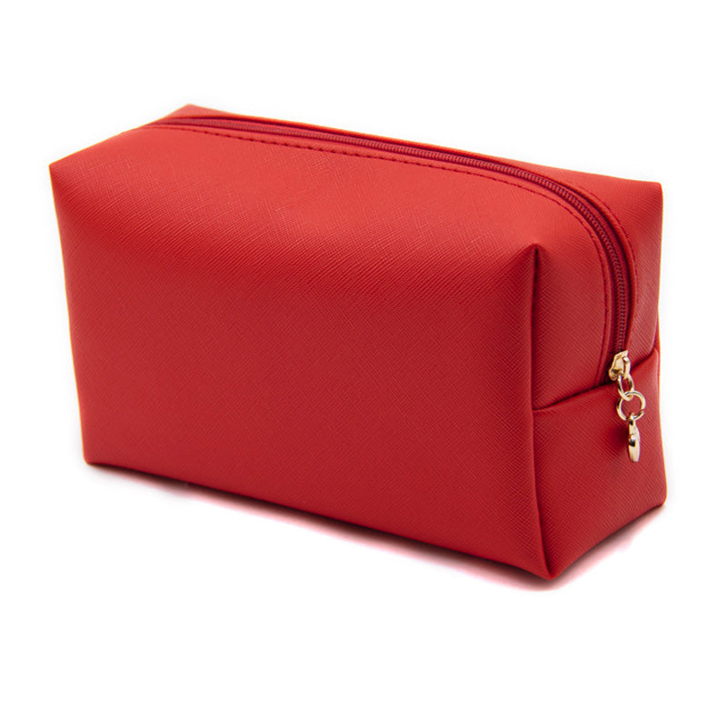 Women Cosmetic Bag Waterproof PU Leather Solid Color Makeup Pouch Travel Portable Wash Toiletry Storage Bag Organizer Purse 2025