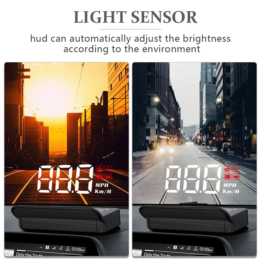 WiiYii M3 HUD Affichage tête haute OBD2 Ordinateur de bord Projecteur de vitesse OBD2 Auto Ordinateur de bord Alarme de kilométrage de carburant Accessoires de voiture