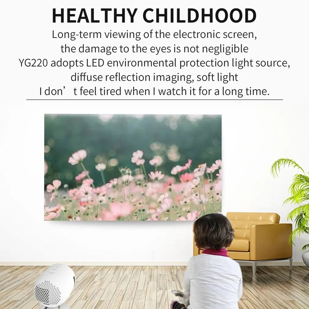 Proyector doméstico YG220 LED Mini proyector portátil con soporte Pantalla de alta definición 1080p Proyector de video para cine en casa
