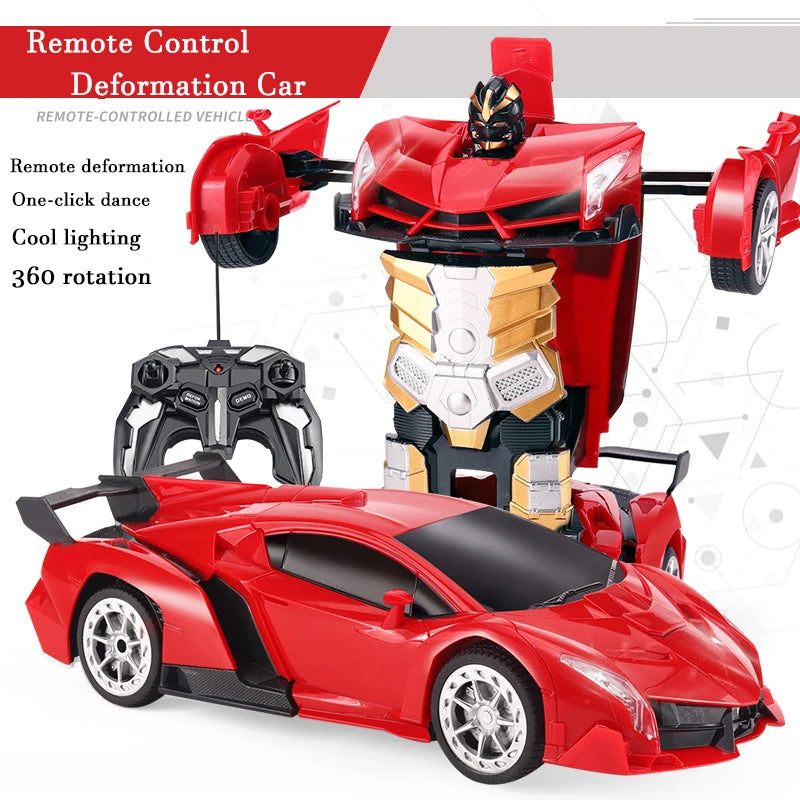 2IN1 Electric RC Car Transformation Robots One-key Deformation Car Outdoor Remote Control Sports Car Model Children Boys Toys