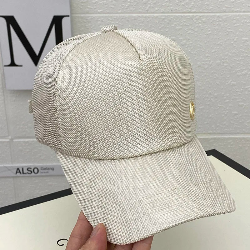 Gorra de malla de verano para mujer, versión coreana de la marca Tide, gorras para el sol al aire libre, gorras de béisbol casuales con parasol, gorra pequeña con cara visible
