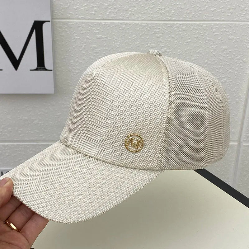 Gorra de malla de verano para mujer, versión coreana de la marca Tide, gorras para el sol al aire libre, gorras de béisbol casuales con parasol, gorra pequeña con cara visible
