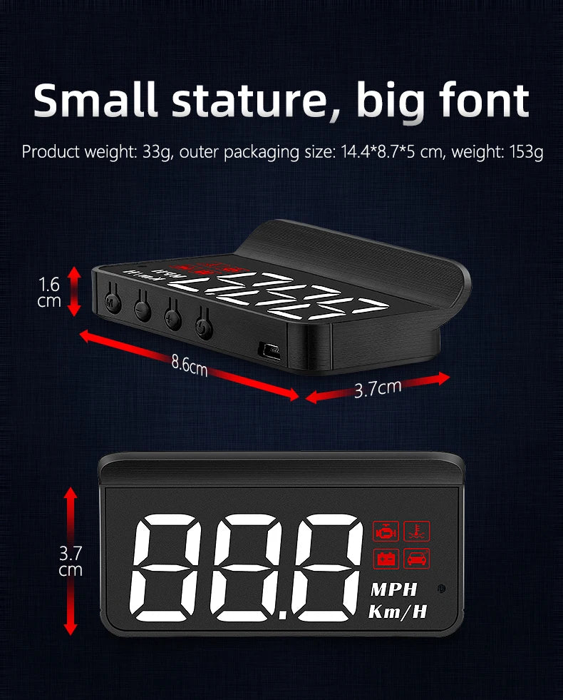 WYING M3 Auto OBD2 GPS Head-Up Display Electrónica para automóvil HUD Proyector Pantalla Digital Velocímetro para automóvil Accesorios para todos los automóviles