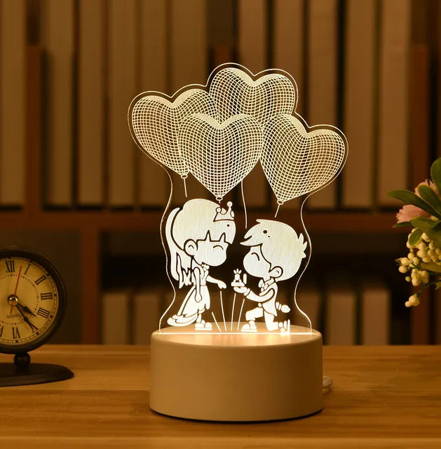 3D Cute Kids DIY Lamp LED Night Light Valentines Day Gift Wedding Decoration Baby Shower Kids Birthday Party Rabbit Easter Decor