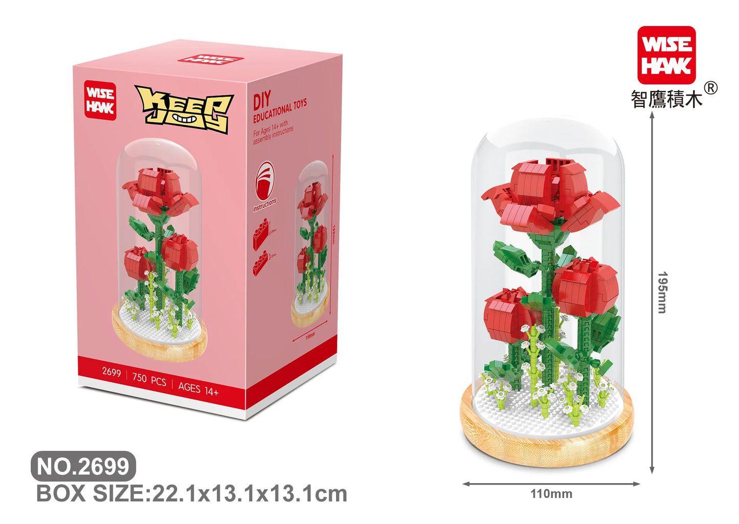 WiseHawk Micro Building Blocks One Piece Wedding Dress Light Tree House Kids Mini Brick Toys con caja de presentación y luz LED