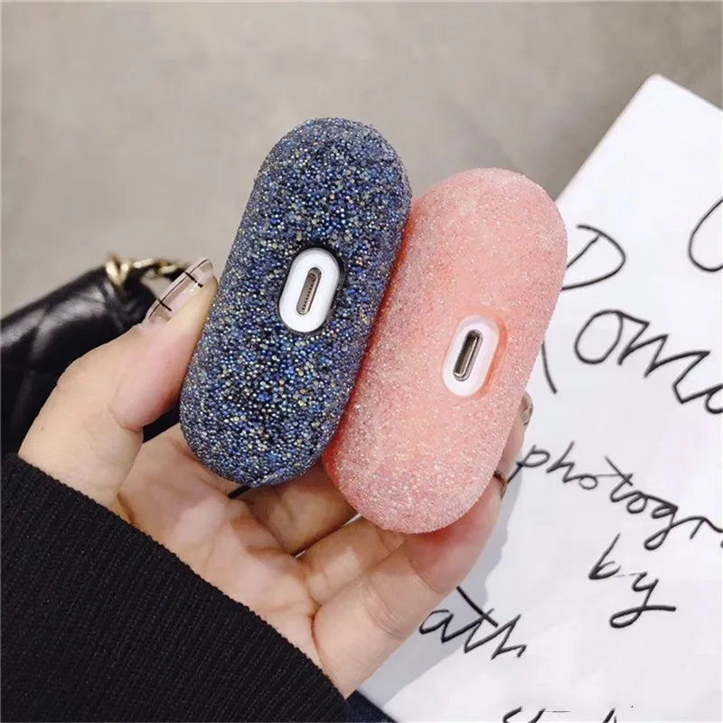 3D cute matte particles glitter sequins diamond hard PC cover for airpods pro case air pods pro 3 wireless charging luxury coque