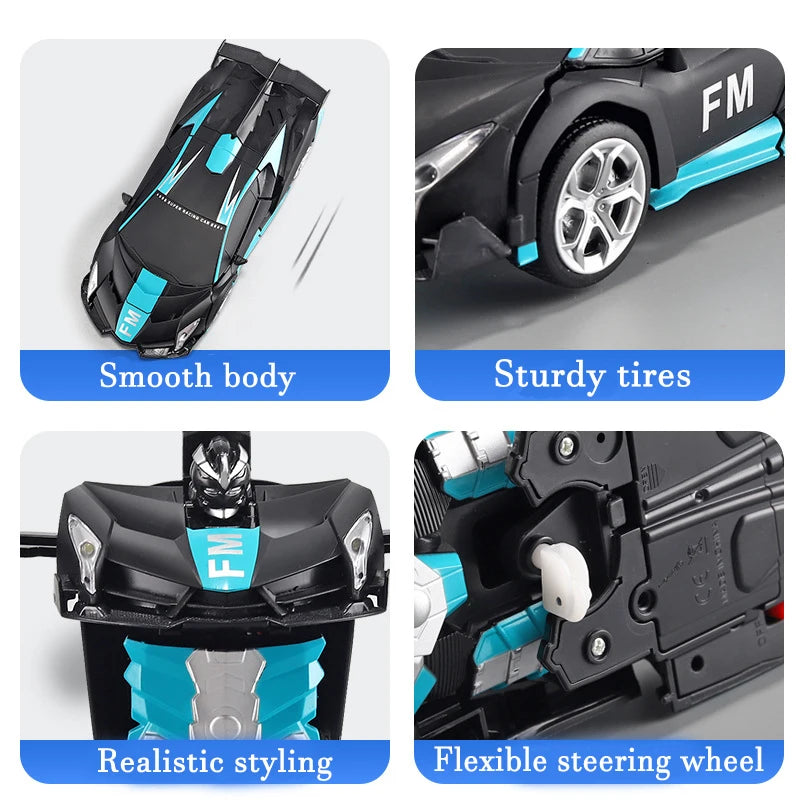 2IN1 Electric RC Car Transformation Robots One-key Deformation Car Outdoor Remote Control Sports Car Model Children Boys Toys