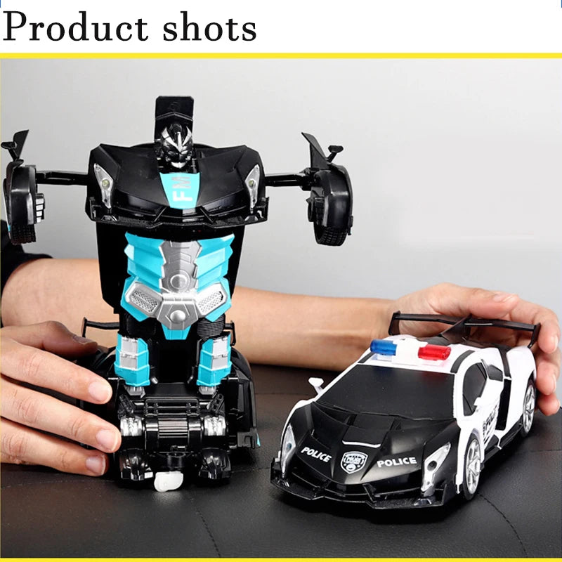 2IN1 Electric RC Car Transformation Robots One-key Deformation Car Outdoor Remote Control Sports Car Model Children Boys Toys