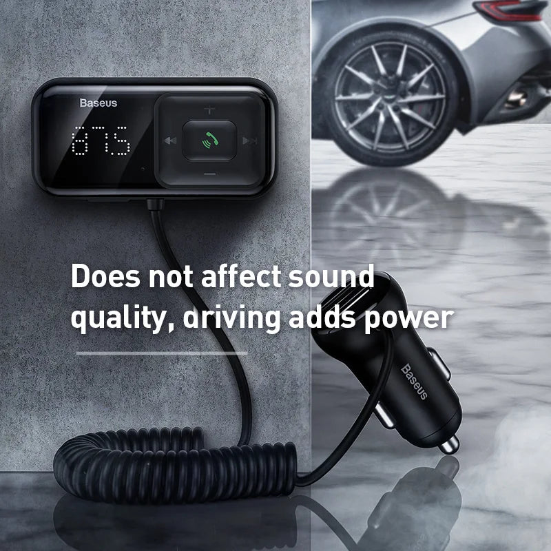 Transmisor modulador FM Baseus con Bluetooth 5.0, radio FM, cargador USB de 3,1 A, kit manos libres para coche, transmisor FM de audio auxiliar inalámbrico