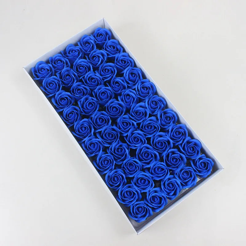 50 Pieces 5 CM Artificial soap flower Wedding Home decoration accessories Diy Festival Candy box Bath flower Scrapbooking Brooch
