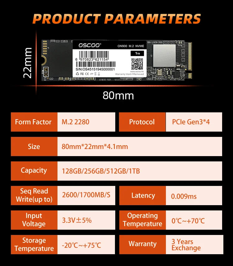 OSCOO M.2 NVME ssd M2 1TB PCIe NVME SSD 128GB 512GB 256gb Solid State Drive 2280 Internal Hard Disk hdd for Desktop PC Notebook