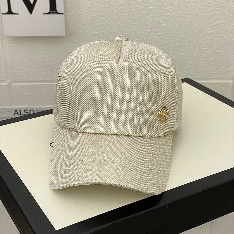 Gorra de malla de verano para mujer, versión coreana de la marca Tide, gorras para el sol al aire libre, gorras de béisbol casuales con parasol, gorra pequeña con cara visible