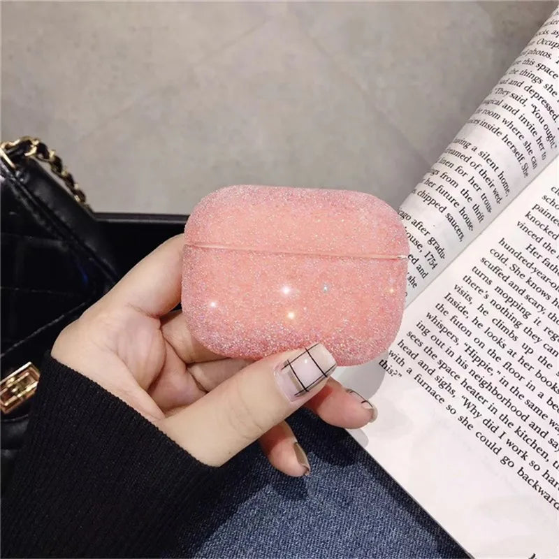 3D cute matte particles glitter sequins diamond hard PC cover for airpods pro case air pods pro 3 wireless charging luxury coque