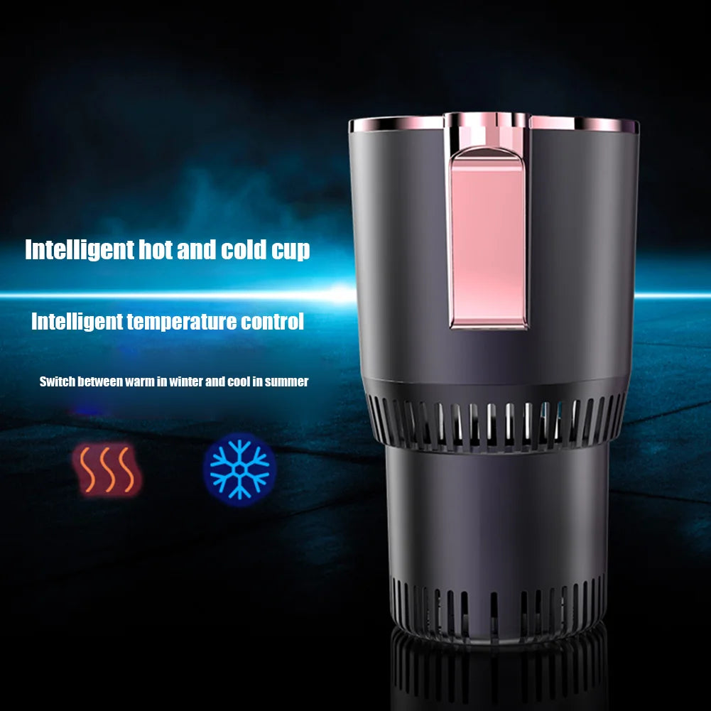 Calentador de tazas para oficina y automóvil de 12 V, enfriador con pantalla de temperatura, soporte para taza de bebida inteligente 2 en 1, enfriador de bebidas, calentador de biberones