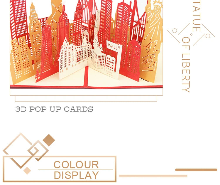 3D Pop UP Invitations Card 3D Paper World Attractions Birthday Greeting Cards 3D Tourist Postcard Save The Date Boy Gift Card